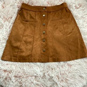 Brown suede Trafaluc Skater Skirt - Size: XS